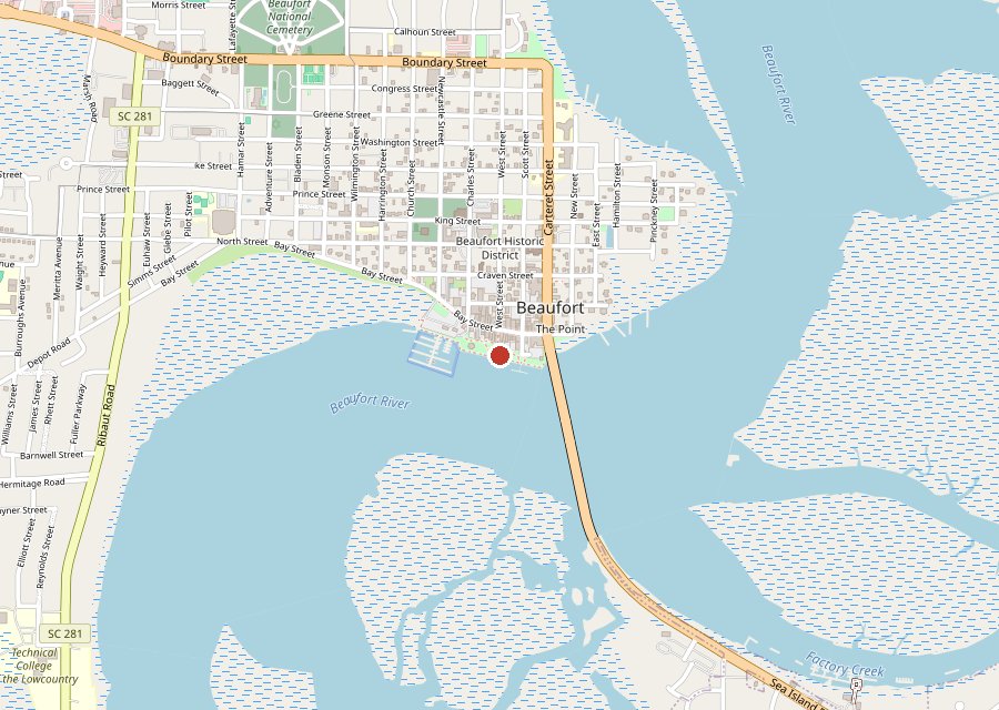 Map of Beaufort Waterfront Park on Hilton Head Island