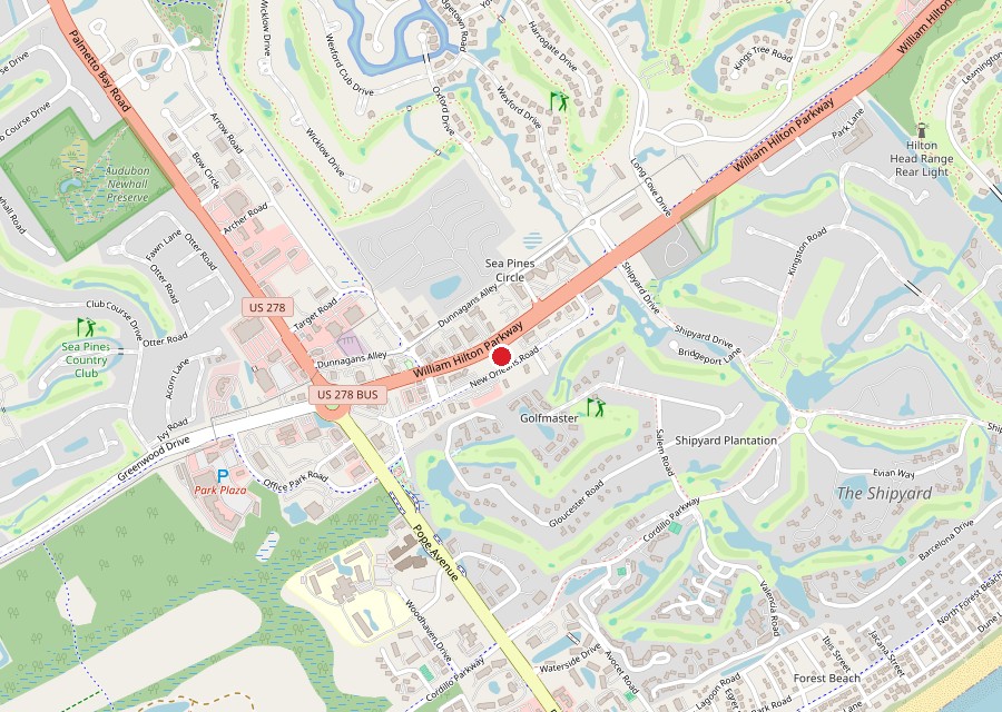 Map of Crane's Tavern on New Orleans Road on Hilton Head Island
