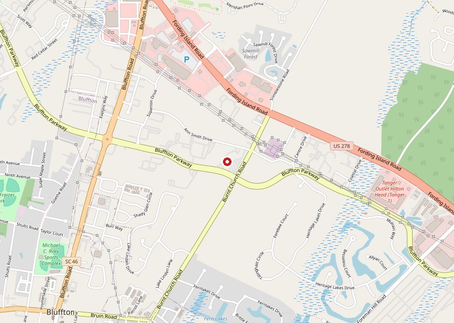 Map of Dunkin' Donuts on Fording Island Road in Bluffton