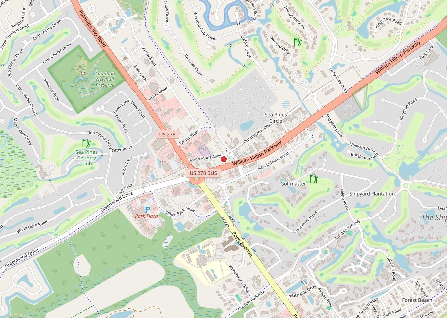 Map of Fat Baby’s Pizza & Subs near Pope Avenue on Hilton Head Island