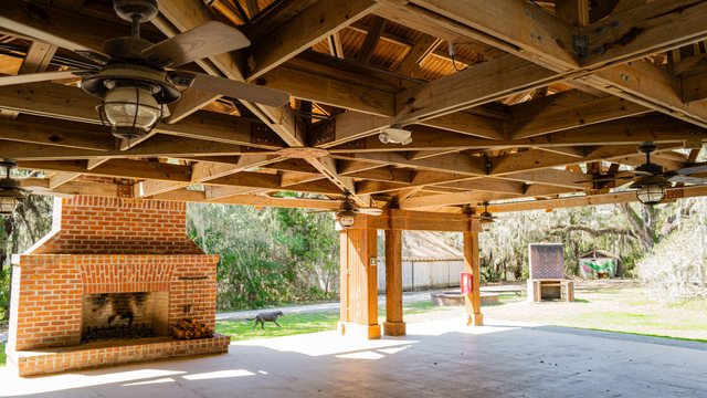 The pavilion fireplace.