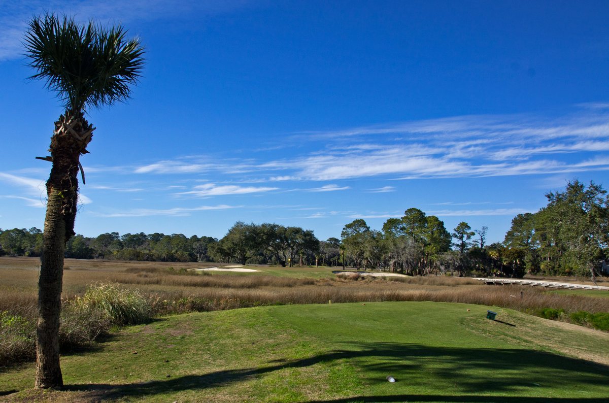 South Course, Hole 15. The South Course's par-3 15th plays toward the marsh.