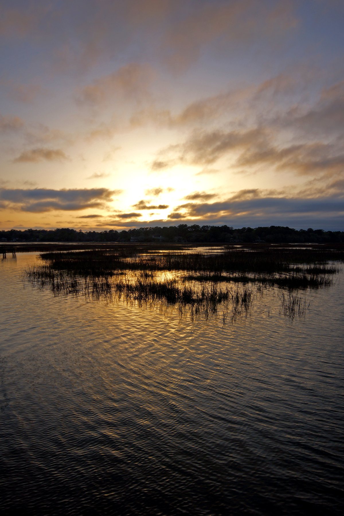 March sunset. March light on the creek.