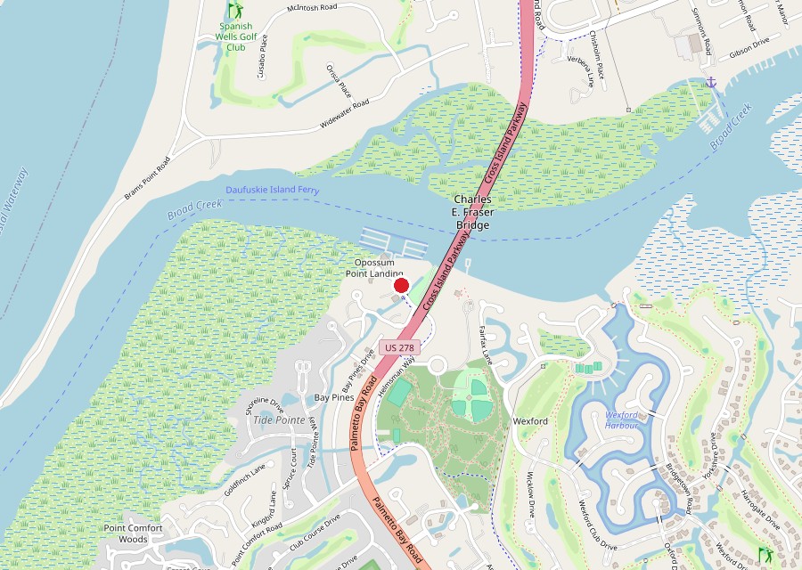 Map of Palmetto Bay Sunrise Cafe on Palmetto Bay Road on Hilton Head Island