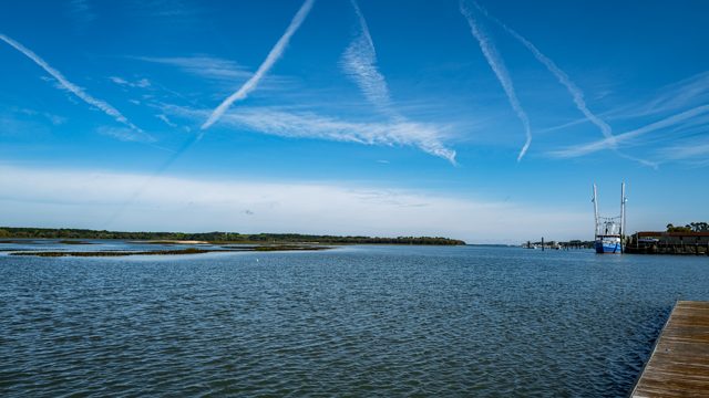 The landing on Pinckney Island's south shore, looking over Skull Creek