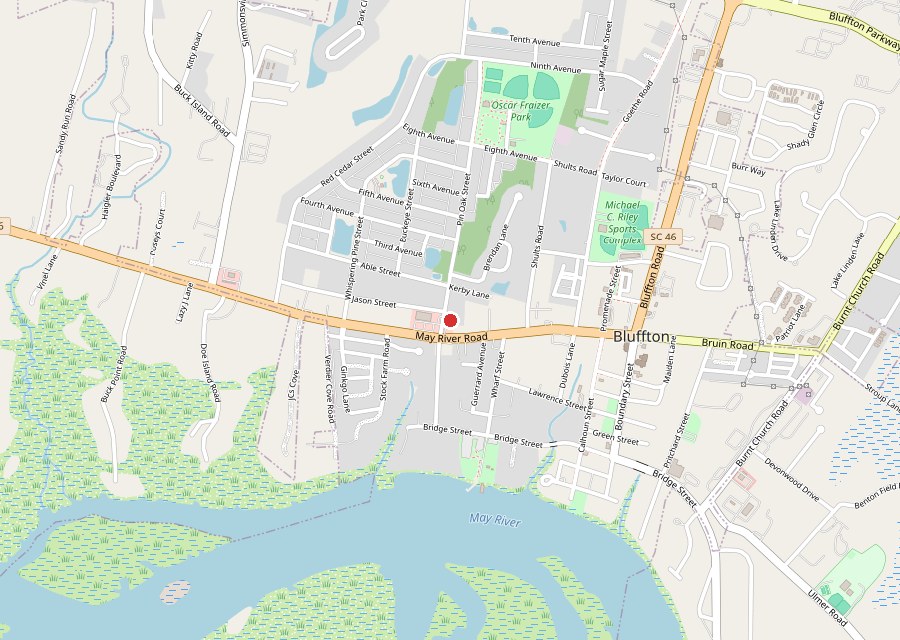 Map of Red Stripes on May River Road in Old Town Bluffton