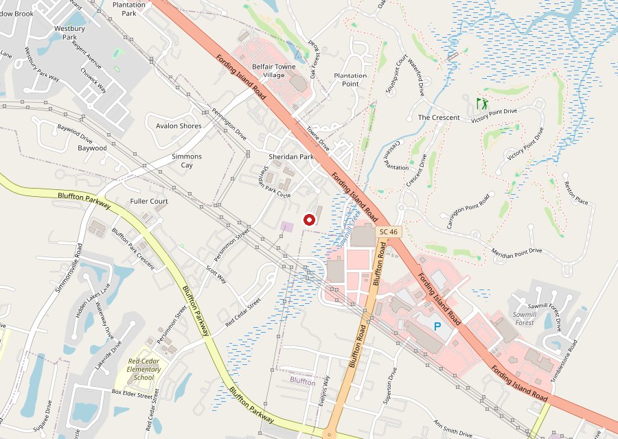 Map of River Road Cafe in Sheridan Park, Bluffton