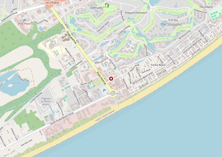 Map of Rockfish Seafood & Steaks at Coligny on Hilton Head Island