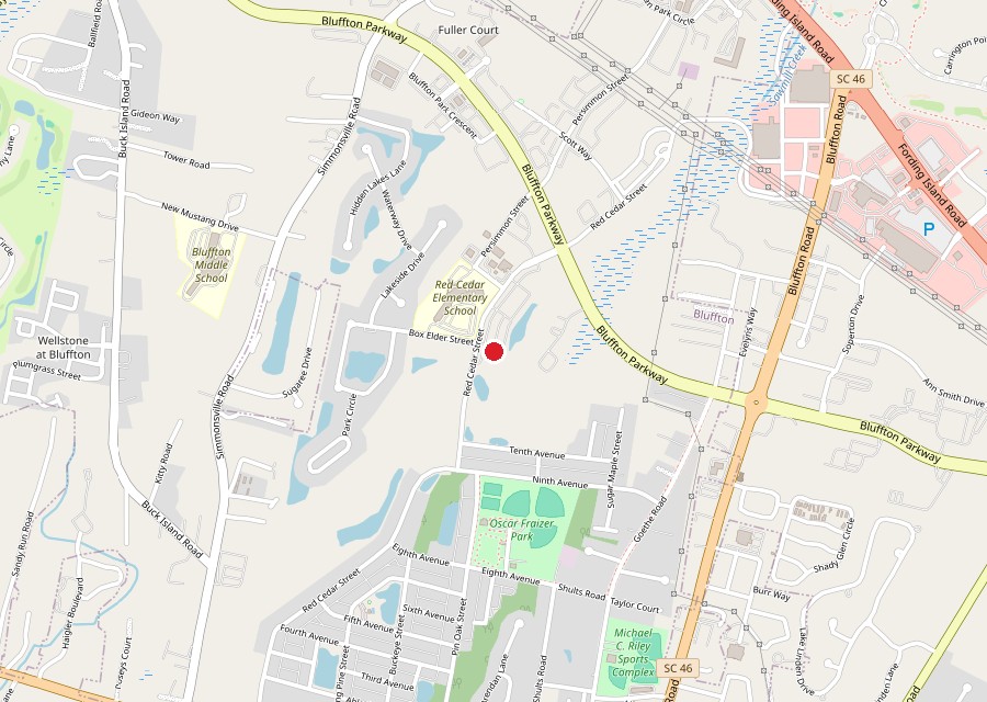 Map of Russo's Fresh Seafood on Red Cedar Street in Bluffton