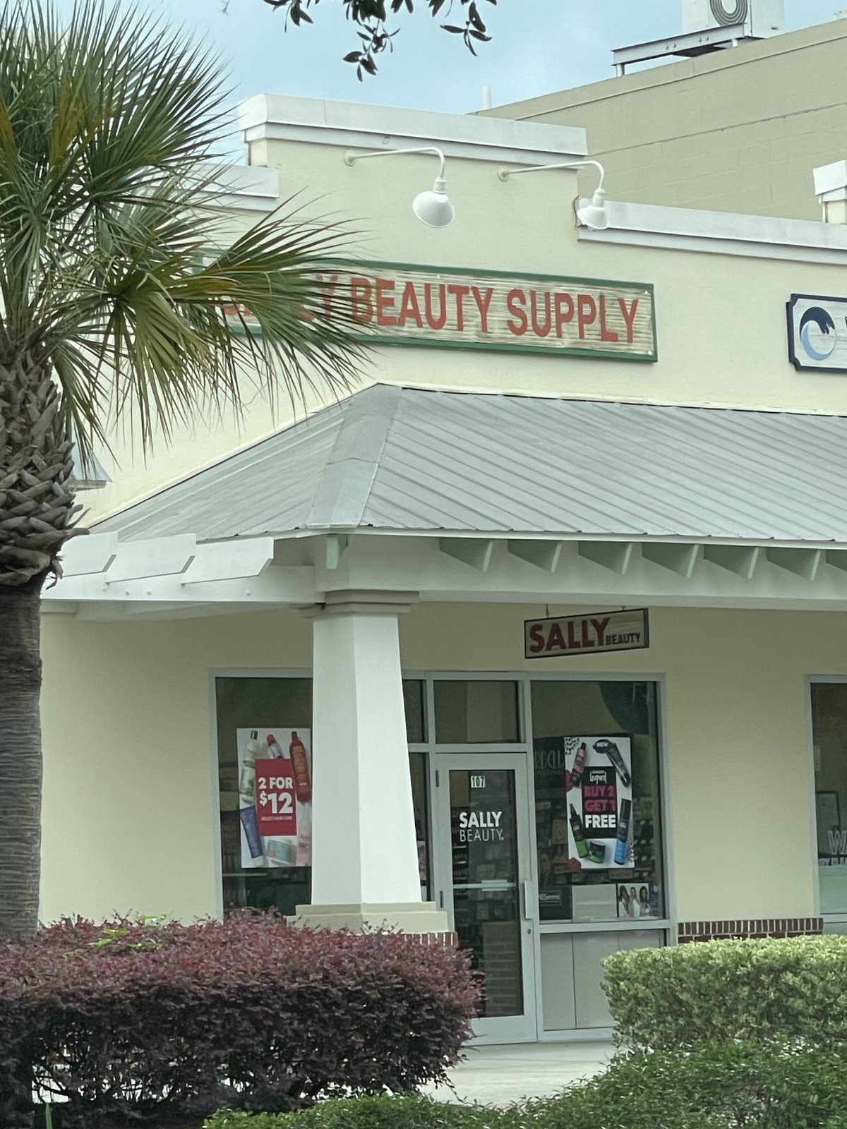 Sally Beauty Supply in the Rose Hill Publix center, Bluffton — the channel-letter sign over unit 107