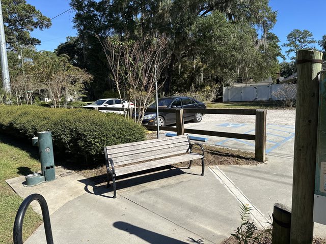 A bench at the trailhead.