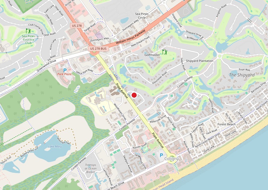 Map of The Sea Shack on Pope Avenue on Hilton Head Island