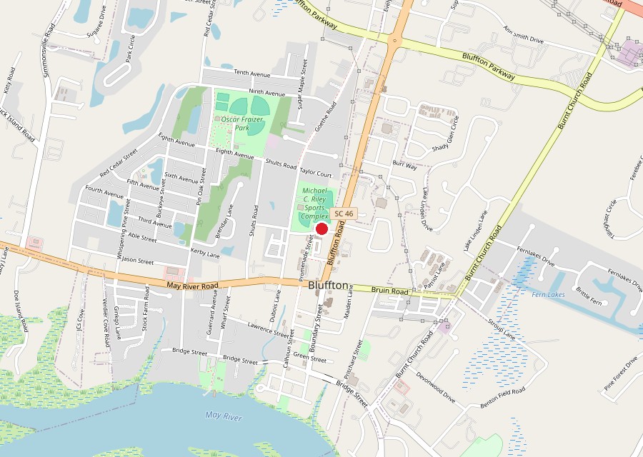 Map of Toomer's Bluffton Oyster Co. at The Promenade in Old Town Bluffton