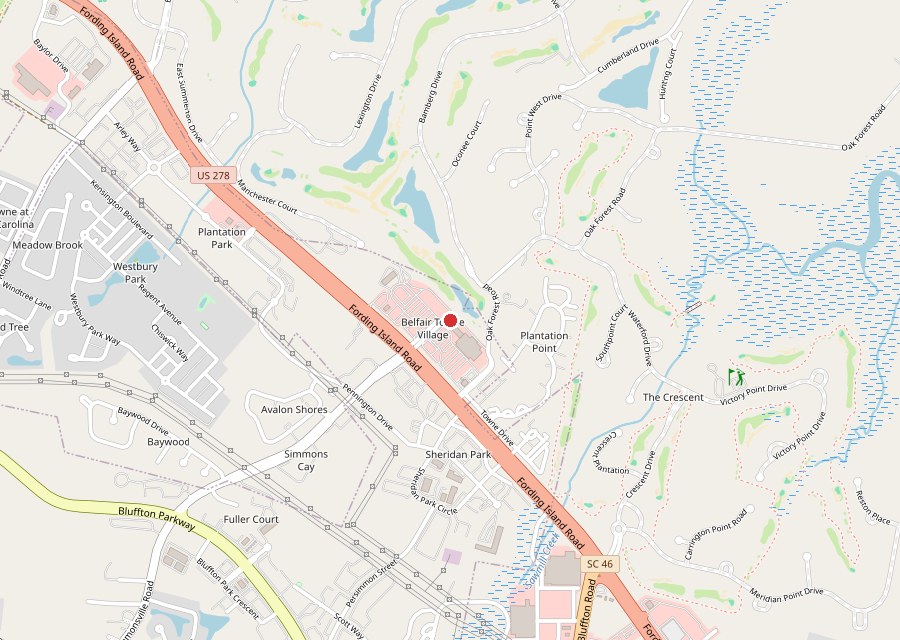 Map of Truffles Cafe in Belfair Plaza on US 278 in Bluffton