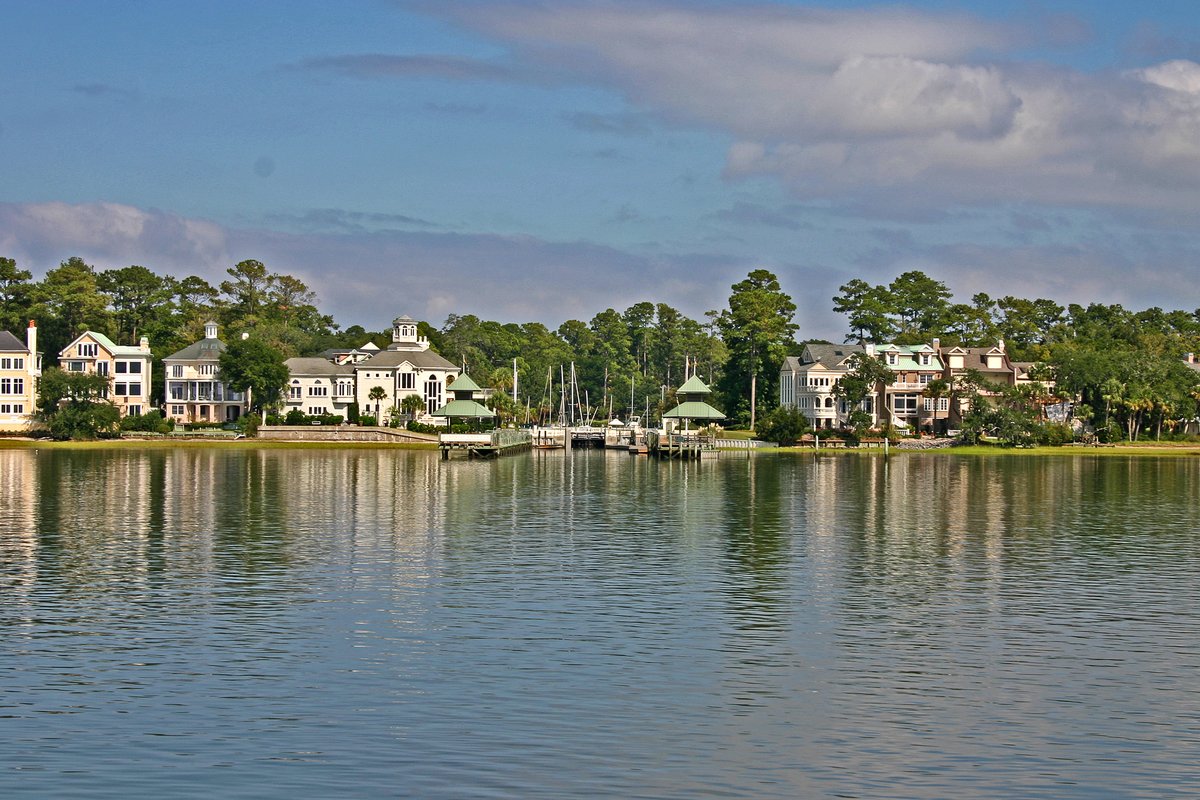 Windmill Harbour on Hilton Head Island — harbour homes and the marina seen across the water