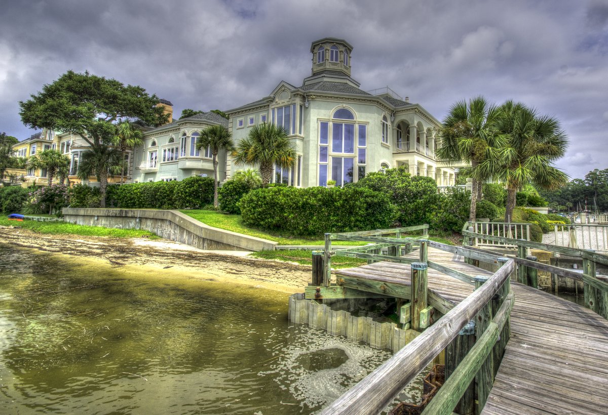 A grand harbourfront home at Windmill Harbour, seen from its dock